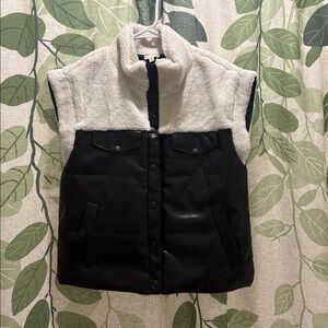 Hem & Thread half Teddy half leather vest